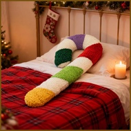 Candy Cane Throw Pillow Plush Christmas Cushion Home Decor Winter Couch Pillow for Kids Adults Sofa 