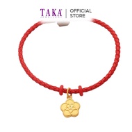 TAKA Jewellery 999 Pure Gold Pendant Flower with Cord Bracelet