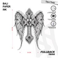 TB008 Cross Wings Temporary Tattoo Basic Bali Paper Ink