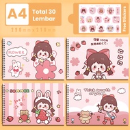 MIFUKU - Buku Sketsa Polos A4 Binder Sketch Book Polos A4 Sketchbook Karakter Lucu Sketch Pad Buku G