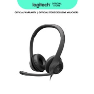 Logitech H390 Wired Headset for PC/Laptop, Stereo Headphones w Noise Cancelling Microphone, USB-A, W