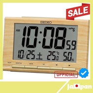 【Direct From Japan】Seiko Clock Alarm Clock, electric wave digital calendar, light brown grain, 91 x 148 x 47 mm SQ799B
