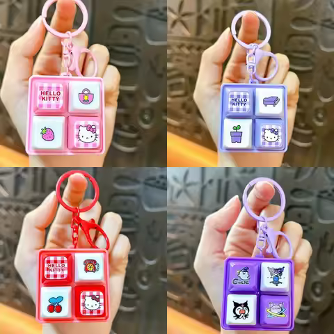 Cartoon Hello Kitty Pendant Keychain Toys Hello Kitty Button Keycap Keyboard Caps DIY Keyboard Fours
