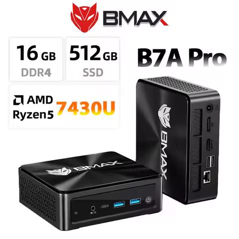 B7A Pro Mini PC with AMD Ryzen 5 7430U Processor, 16GB DDR4 RAM and 512GB SSD, Windows 11 Pro, WiFi 