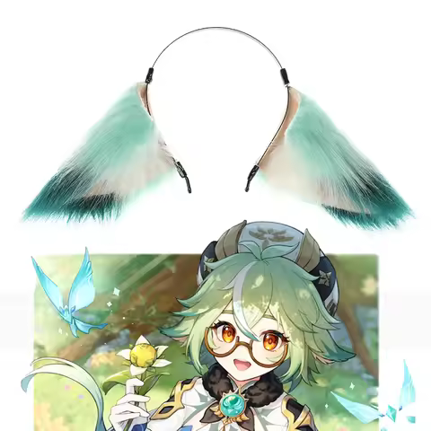 Genshin Impact Sucrose Cosplay Headband Plush Fox Ears Hairpin Headwear Lolita Halloween Party Game 
