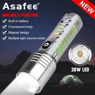 Asafee 500LM S21 30W LED+12LED white ultra bright compact portable flashlight retractable zoom press