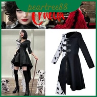 Dalmatians Black 101 And White Witch Cruella De Dress Cosplay Vil