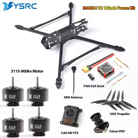 Mark 4 V2 10inch Carbon Fiber Drone Frame Kit F405 65A Stack 3115 900KV Motor 1050 Propeller ELRS 91