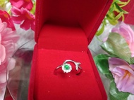 แหวนหยกเจไดต์ไทป์Aล้อมเพชรcaAตัวเรือนเงินs925ฟรีไซส