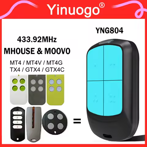 Garage Door / Gate Remote Control with Clip YNG804 For MHOUSE TX3 TX4 GTX4 MOOVO MT4 MT4V MT4G 433.9