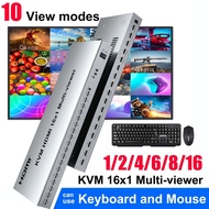 1080p 60Hz HDMI USB KVM Quad Screen Multi Viewer 16 in 1 Out 16 Way HDMI Seamless Switch Multiviewer