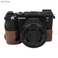 LARRY PU Camera Half Body Case Cover For Sony A7C Alpha 7C ILCE-7C α7C With Hand Strap