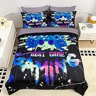 Wajade Gaming Comforter Set Queen Size Bed in a Bag for Boys and Girls, 7 Pieces Kids 3D Video Game 