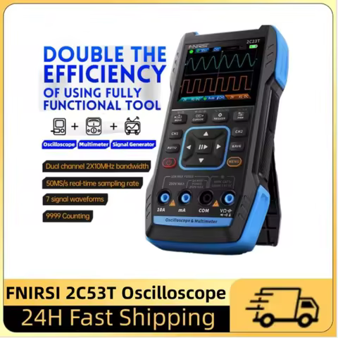 FNIRSI 2C53T Upgrade 3in1 Oscilloscope Multimeter Signal Generator 50MHz Bandwidth 250MS Rate Dual C