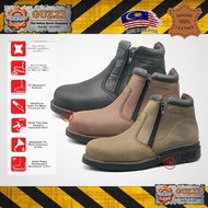 🔥Heavy Duty🔥 GUZZI® Men’s Premium Leather Heavy Duty Steel Toe Duo-Zip Safety Boot Shoe ( 921 )