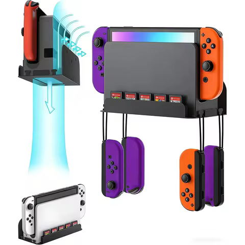 Wall Mount for Nintendo Switch 2/Switch 1, Model Pg-Sw2072: Storage Wall Stand with 5 Game Card Hold