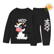 Piyama baju tidur lengan panjang anak laki-laki dan perempuan ukuran 1-10 tahun motif MOO