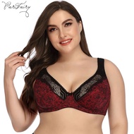 PARIFAIRY Ultra Thin Minimizer Bra for Woman Underwire Floral Print Bra Plus Size 38D 40D 42D 44D 46