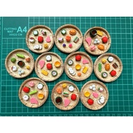 Handmade Miniature Singapore Traditional Nonya Kueh Mix Platter, Rattan Basket Woven Wicker, Basket 