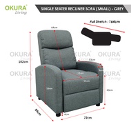OKURA Single Seater Recliner Sofa Leisure Chair Modern Sofa Lazy Chair Kerusi Recliner Grey Brown Fu