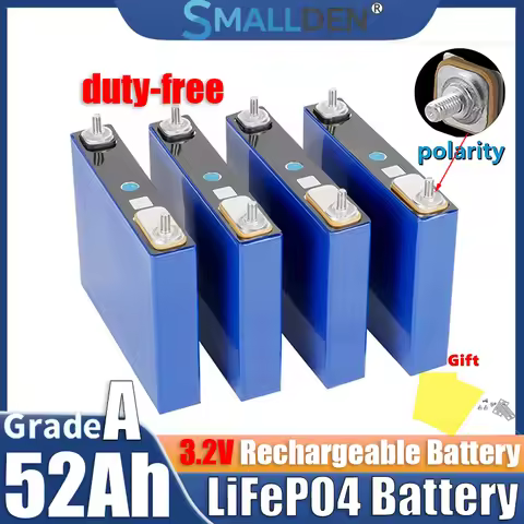 3.2V 52Ah LiFePO4 Battery Pack Phosphate 55000mAh batteries for 12V 24V Golf cart 3C Motorcycle Car 