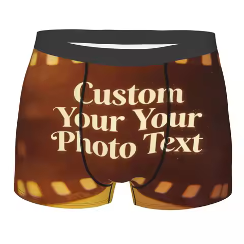 Custom Custom Your Photo Logo Text Underwear Men Print Personalized Image Boxer Briefs Shorts Pantie