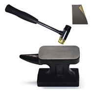 Mini Iron Horn Anvil & Hammer Set, 1.15 Lb ForgedIron Anvil with Rubber Hammer,for Metal Stamping, S
