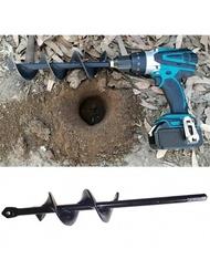 1入組黑色花園種植螺旋鑽頭,有手柄,適用於土壤、花卉種植、挖掘,鑽孔機配件