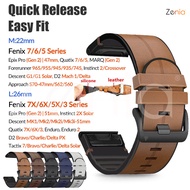 26MM 22MM Leather Quick Release fit Watch Strap for Garmin Forerunner 935/945 Fenix 7X 7 6X 6 Pro 5 