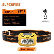 SuperFire HL05-S LED Headlamp Induction Strong Light Charging White And Yellow Dual Light Head-Mount