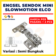 (2 PASANG) Engsel Sendok Mini SLOW MOTION Elco 26 mm Lubang 4 Engsel Lemari Kabinet Kitchen Set Vari