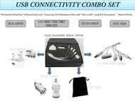 Flash Ideas USB Connectivity Combo Set OEM/ Wholesale/ USB AC Adaptor/ Iphone Android MicroUSB Iphon
