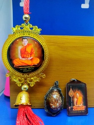 Master Lp Maha Sila Sirichanto(Lp Zhi Kong) 3 Holy Item Together 1)Hanging Car Loket.2) Bia Gae. 3) 