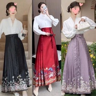Horse Skirt 2024 Satin Digital Printing Ladies Chinese Style Hanfu Horse Skirt Travel Skirt 51015