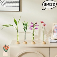 UMISTYDREAM9IQ0 Transparent Hydroponic Vase, with Bamboo Base Plastic Test Tube  Vase, Bonsai Tablet