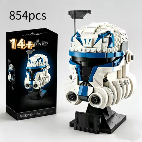 2026 Hot Toy854pcs Star Interstellar Conflict Rex Captain Helmet 75349 Building Block Puzzle Model F