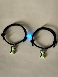 2 piezas Pulsera pareja brillante en oscuro con diseño de dinosaurio