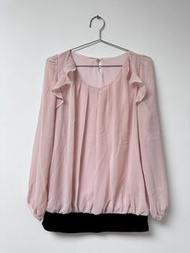 日本粉色雪紡上衣