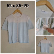 BB Cardigan Salur BW Baby Blue O Neck Short Sleeve Size S Women's Cardi Knit D061