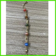 ✎ ◲ ☢ Glass Colored Gem feng shui Lucky Charm Bracelet  Stainless Steel Non-fading Anti-allergic fr