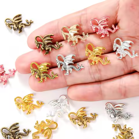 15pcs 7 Color Flying Dragon Charm for Necklace Keyring Pendant DIY Handmade Jewelry Accessories 18*1