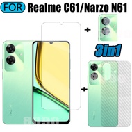 Realme C61 Narzo N61 Tempered Glass 3 in 1 Screen Protector for Realme C63 C53 C51 C51S Note 50 Temp
