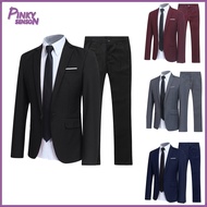 Men Suit Set Lapel Formal Stylish Buttons Pockets Blazer for Dating