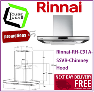 Rinnai-RH-C91A-SSVR-Chimney- Hood / FREE EXPRESS DELIVERY