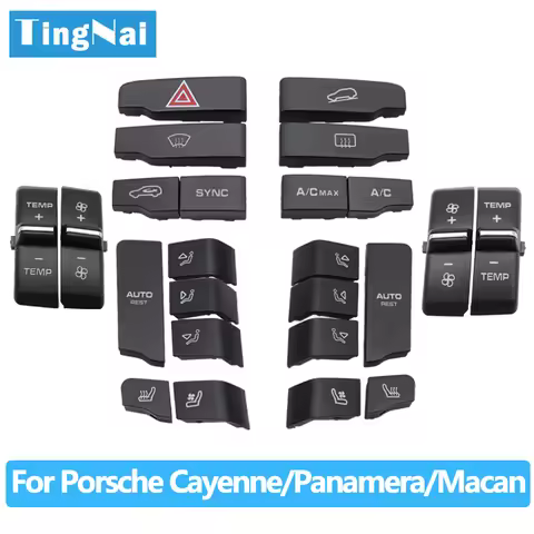 Front Console Air Conditioning Temperature Ventilation Volume AC Button Caps For Porsche Cayenne 7P5