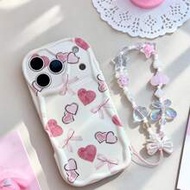 1pc Fashion Butterfly & Heart Bracelet + Bowknot Pattern White Cream Ripple Thick Anti-Drop Precise 