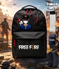 Tas Anak Laki Laki SD SMP SMA Karakter FF Bunny - Ransel Anak Cowok Free Fire Bonus 3 item