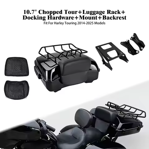Motorcycle 10.7'' Chopped Tour Luggage+Backrest Mounting Rack Kit For Harley Touring 2014-25 Road St