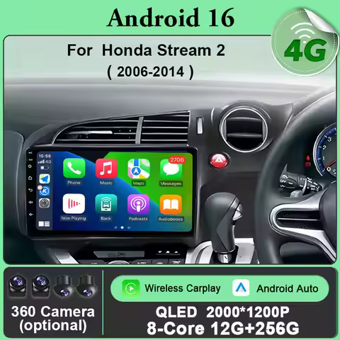 Android 16 For Honda Stream 2 2006 - 2014 Screen Car Vehicle GPS Multimedia Monitor Video Autoradio 