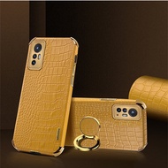 Casing For Xiaomi12T Xiaomi11 Xiaomi 12 12T 11 11T Pro Ultra Lite Phone Case Fashion Crocodile Grain Leather with Finger Ring Holder Shockproof Protective Cover